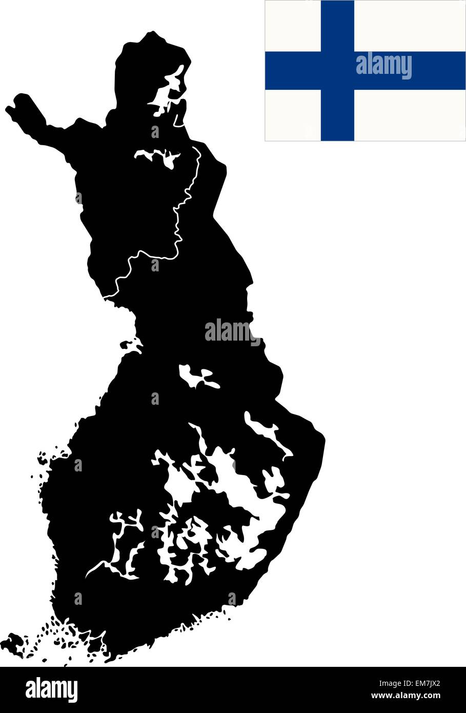 Mappa dettagliata della Finlandia Illustrazione Vettoriale