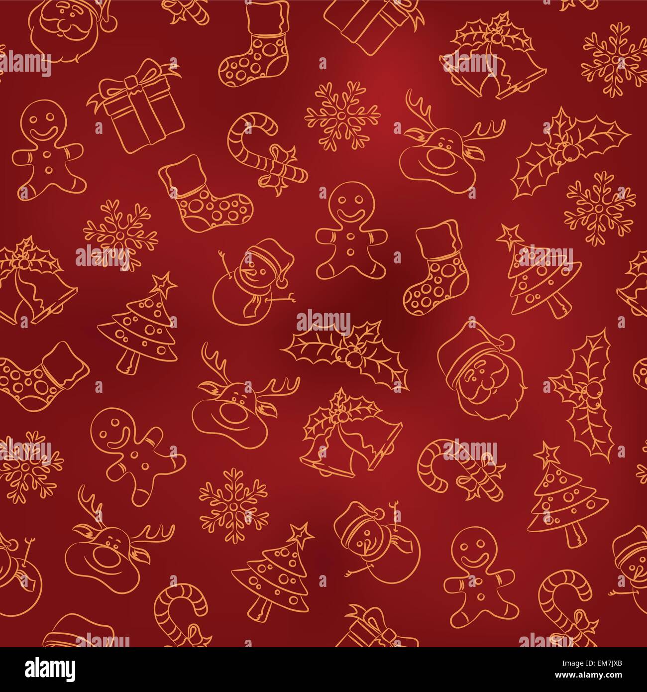 Seamless Doodle Pattern - Natale Illustrazione Vettoriale