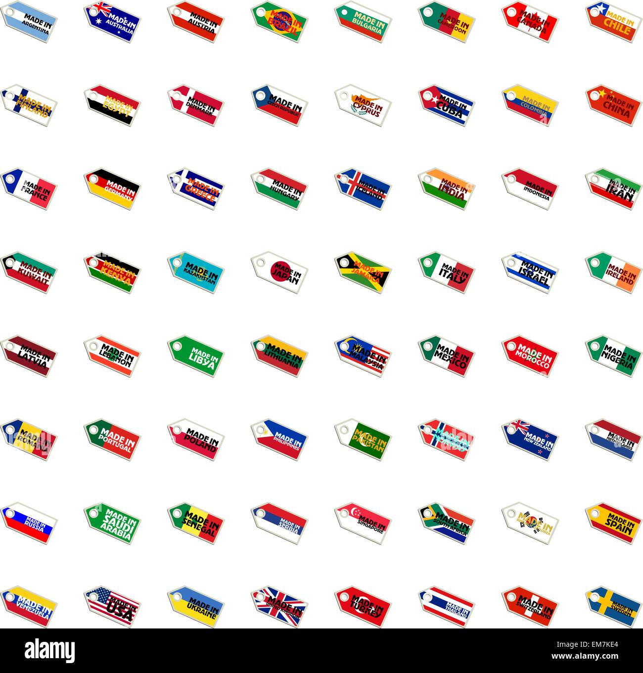 Set di etichette in colori nazionali Illustrazione Vettoriale