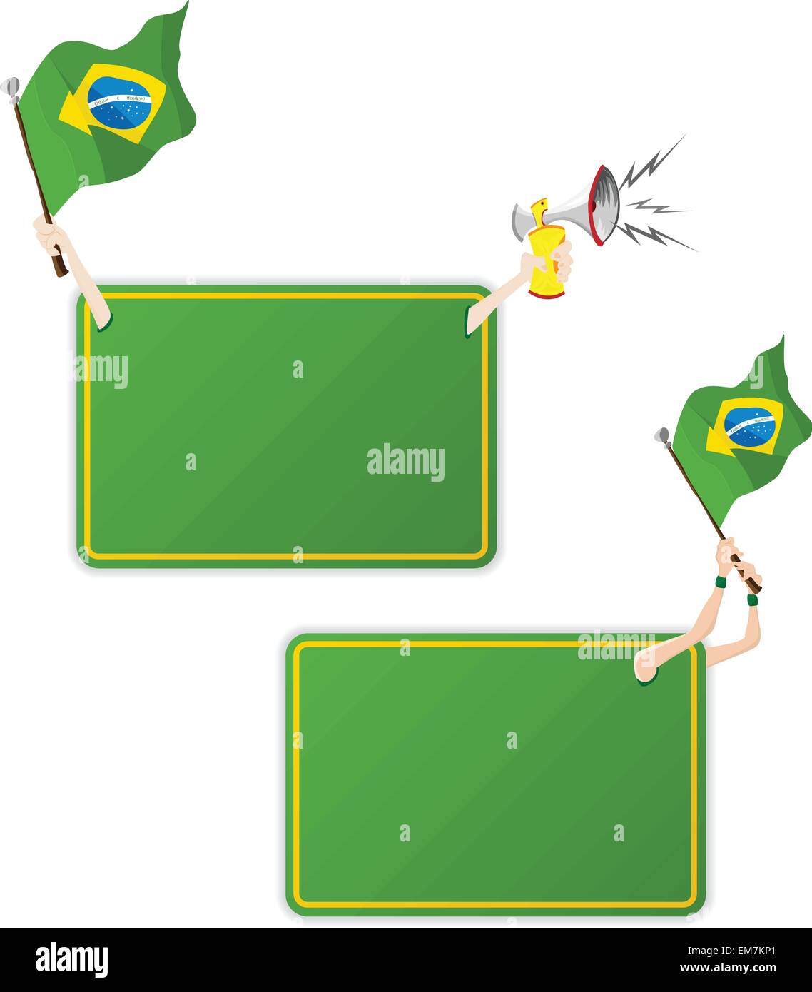 Brasile Sport frame del messaggio con la bandiera. Set di due Illustrazione Vettoriale