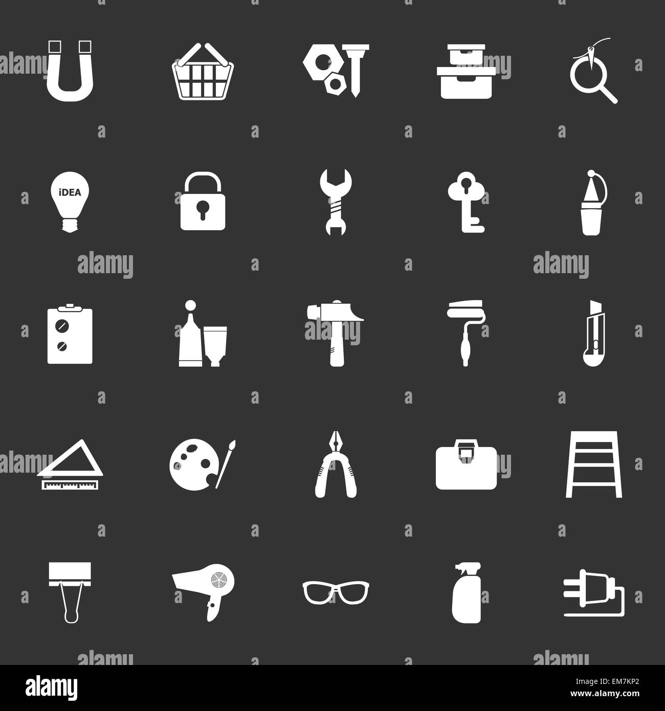 Icone di DIY su sfondo grigio, vettore di stock Illustrazione Vettoriale