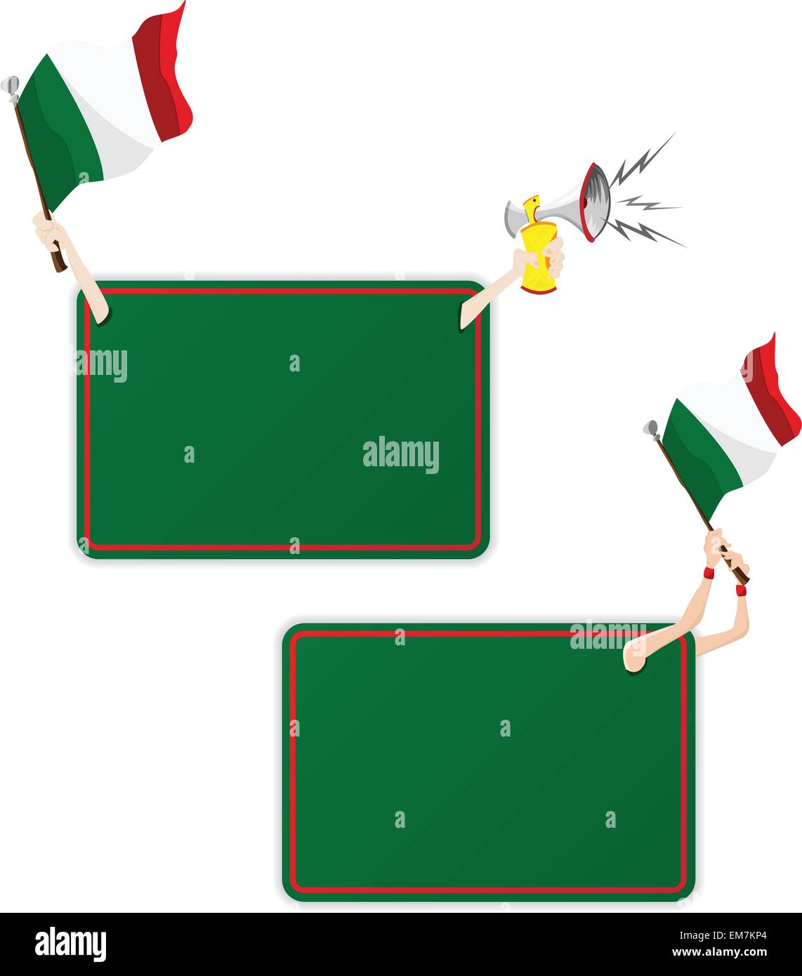 Italia Sport frame del messaggio con la bandiera. Set di due Illustrazione Vettoriale