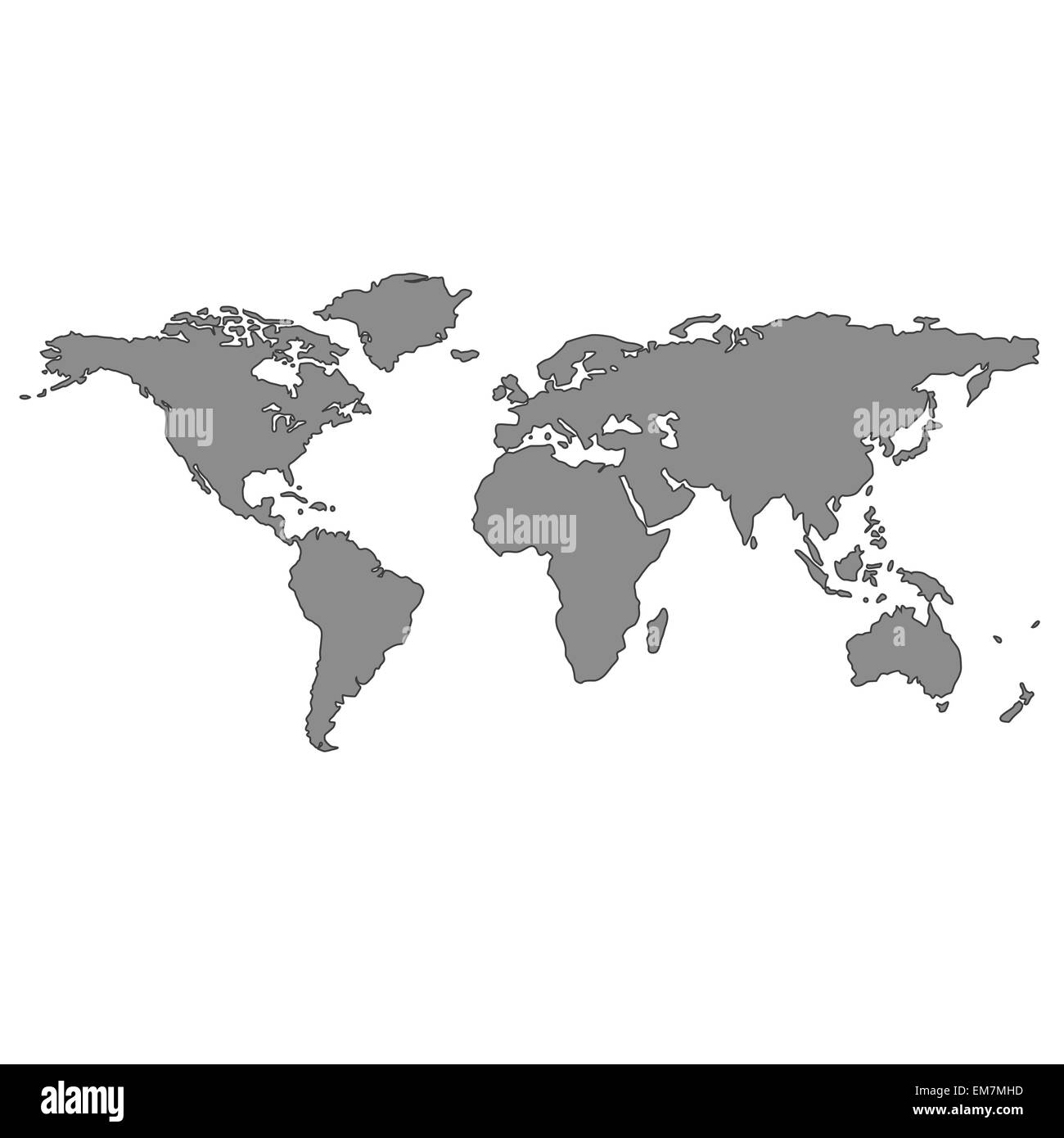 mappa mondo grigio Illustrazione Vettoriale