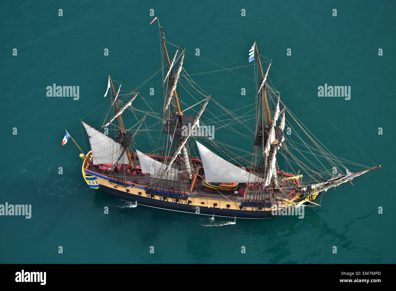 La Rochelle (western-Francia): la fregata Hermione (2015/04/15) Foto Stock