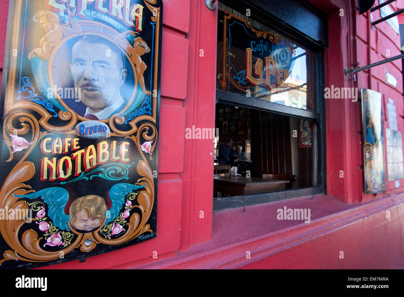 Cafe notevole, la perla di Caminito nel Barrio La Boca, Buenos Aires, capitale federale, Argentina Foto Stock