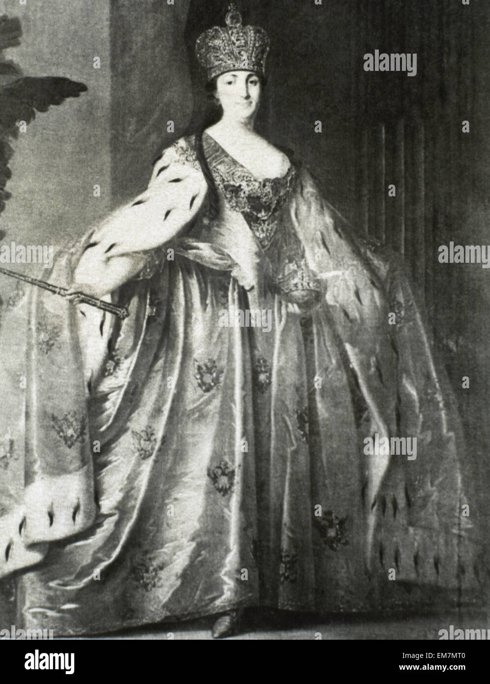 Caterina la Grande (1729-1796). Imperatrice Autocat e di tutte le Russie. Ritratto. Incisione. Copia di un ritratto vintage. Foto Stock