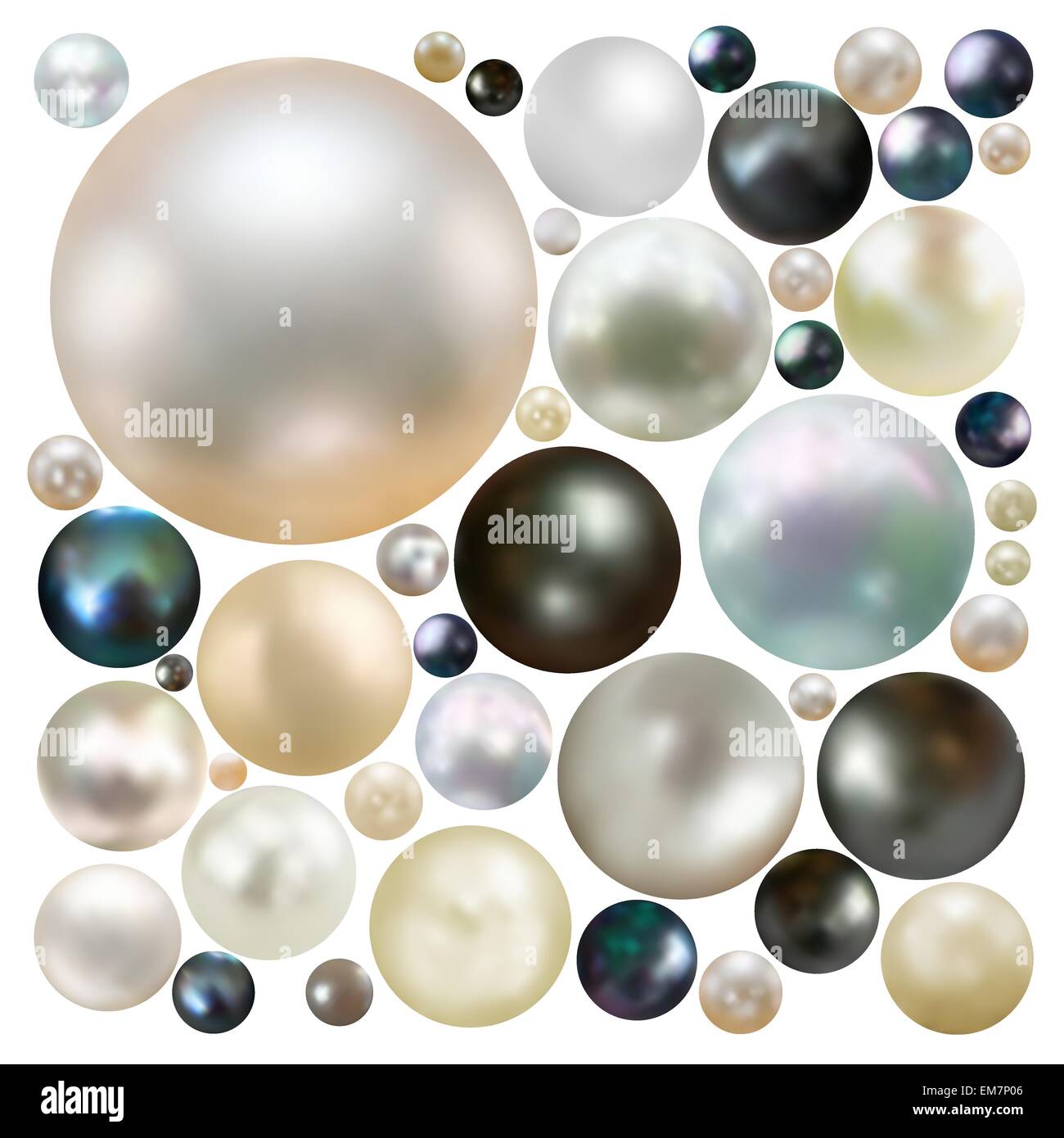 Raccolta di perle di colore isolato. EPS 8 Illustrazione Vettoriale