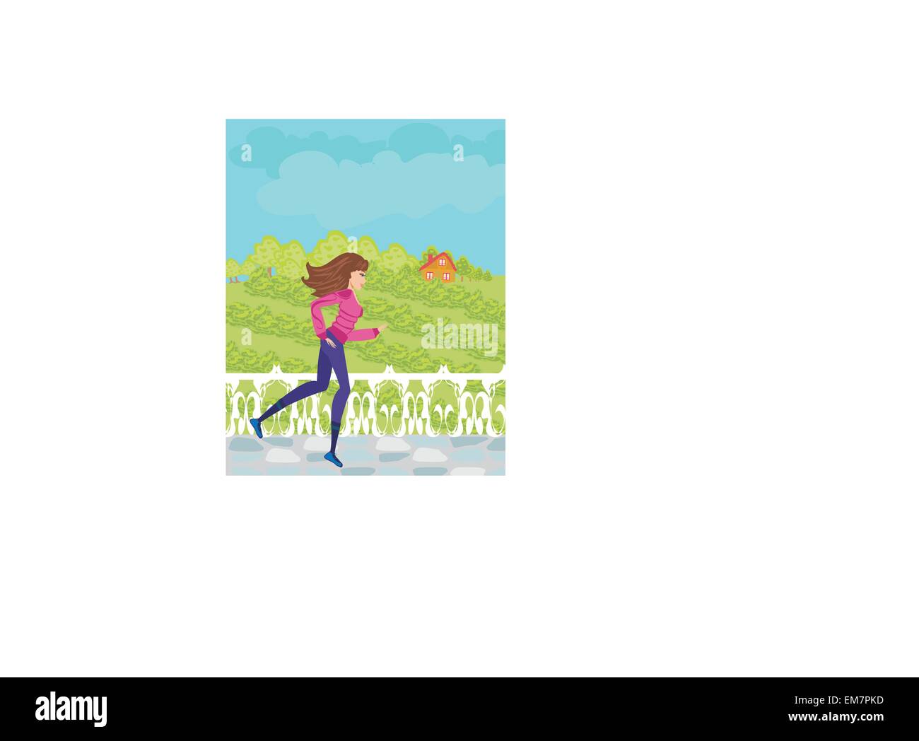 Ragazza per fare jogging in campagna Illustrazione Vettoriale