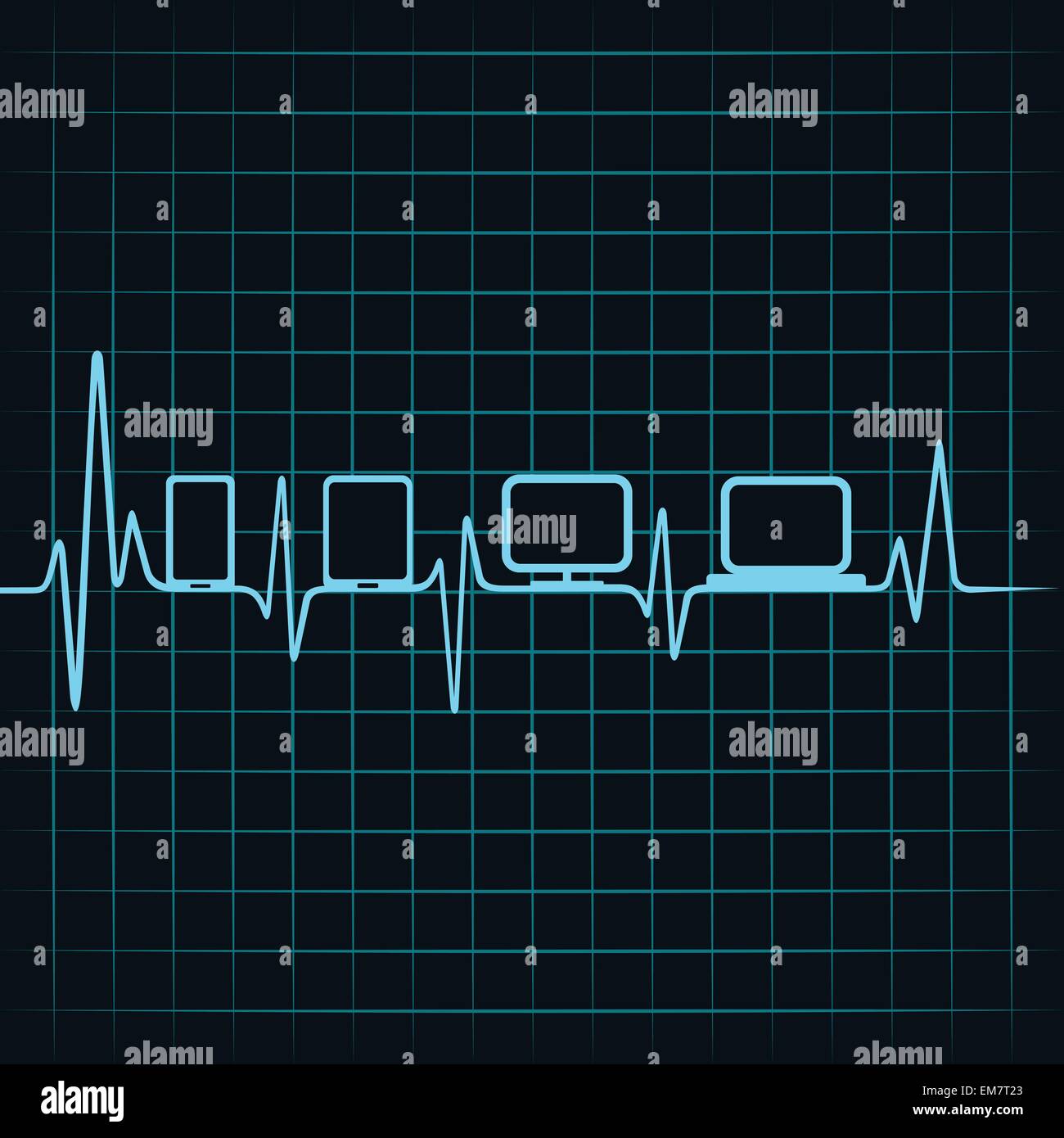 La tecnologia medica concetto -heartbeat icona gadget Illustrazione Vettoriale