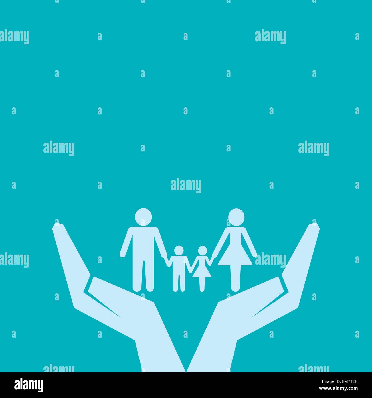 Fissare o salvare la famiglia sotto il concetto di mano Illustrazione Vettoriale