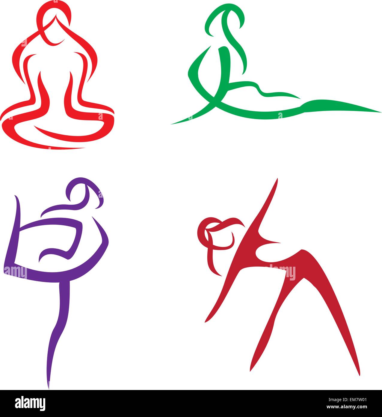 Lo Yoga pone simboli impostati 1 Illustrazione Vettoriale