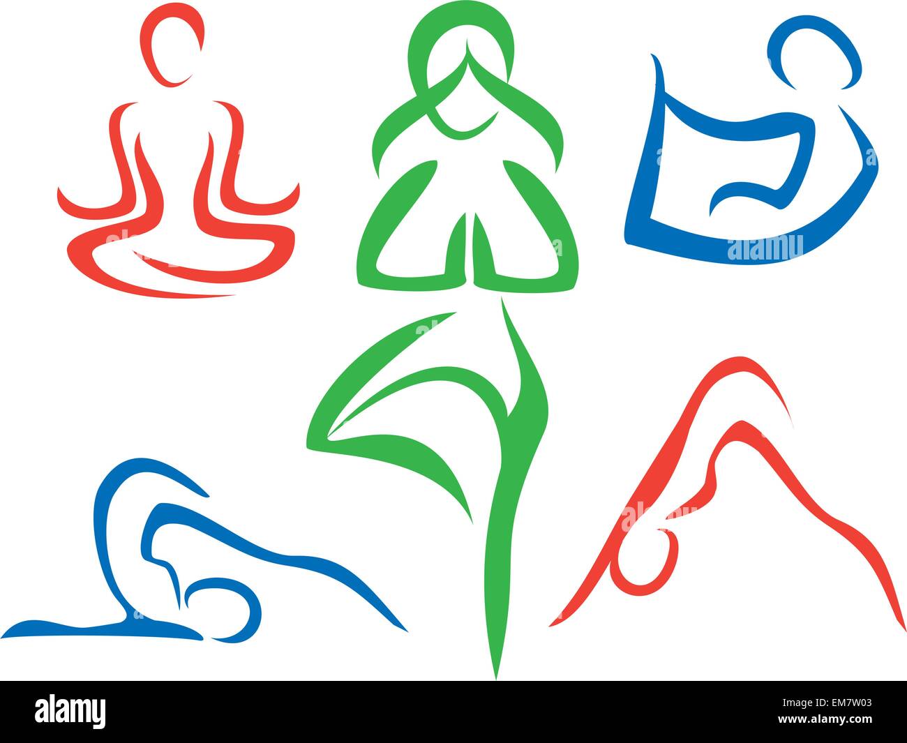 Lo Yoga pone simboli set 3 Illustrazione Vettoriale