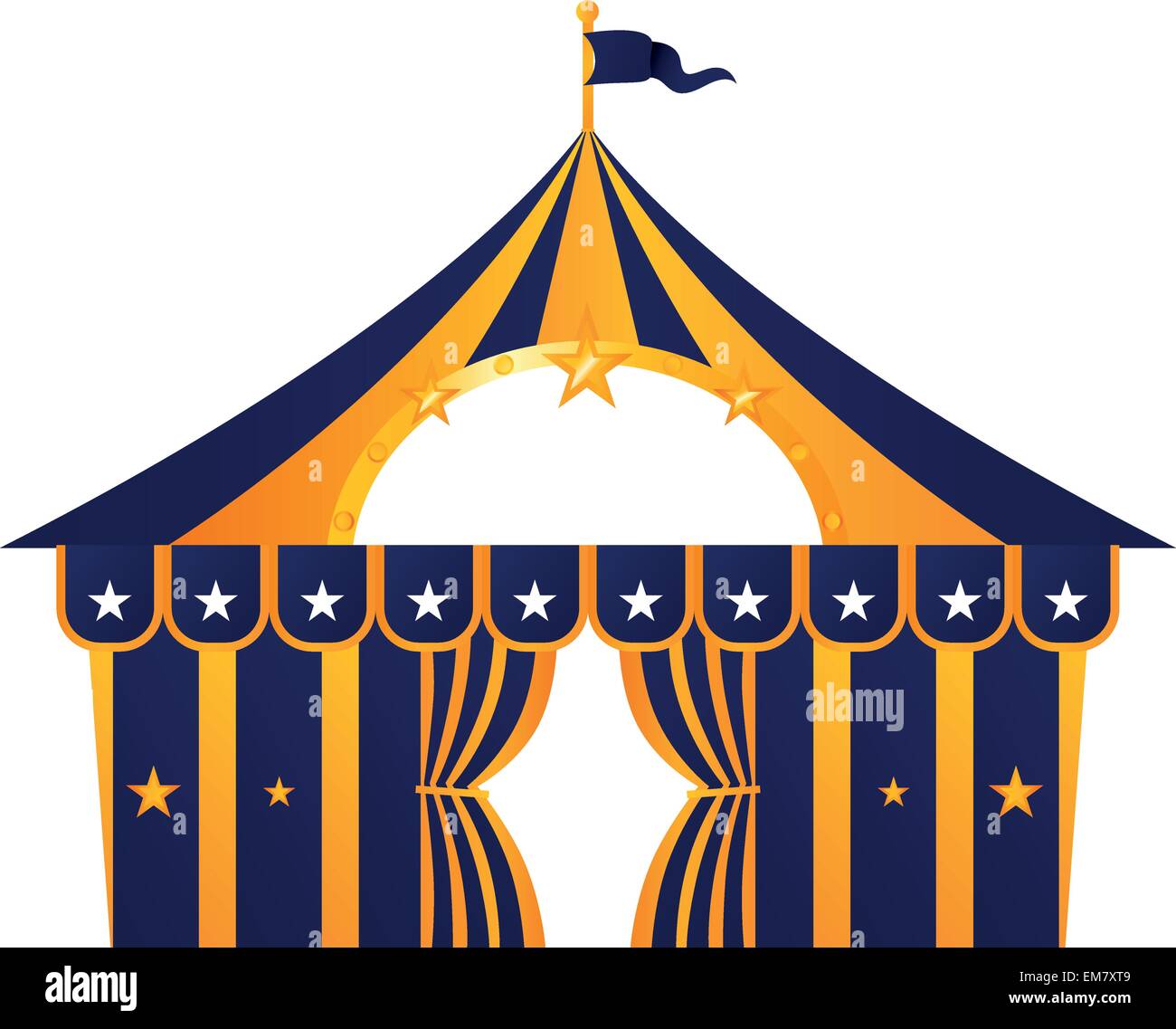 Circus tenda blu isolato su bianco Illustrazione Vettoriale