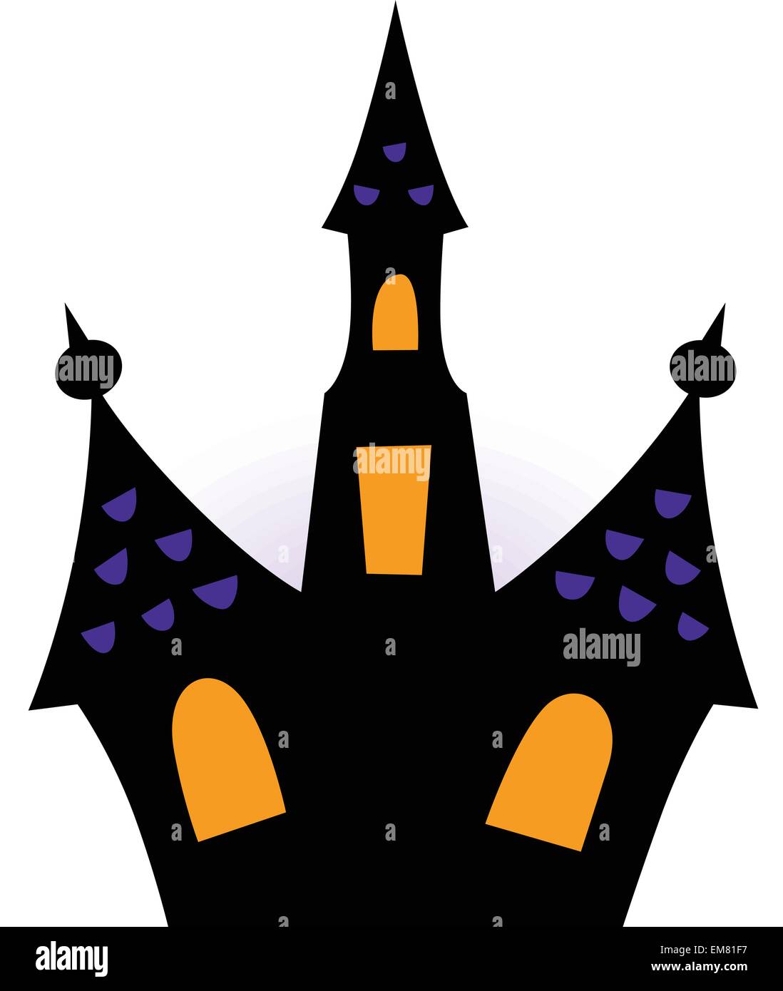 Halloween Haunted House silhouette isolato su bianco Illustrazione Vettoriale