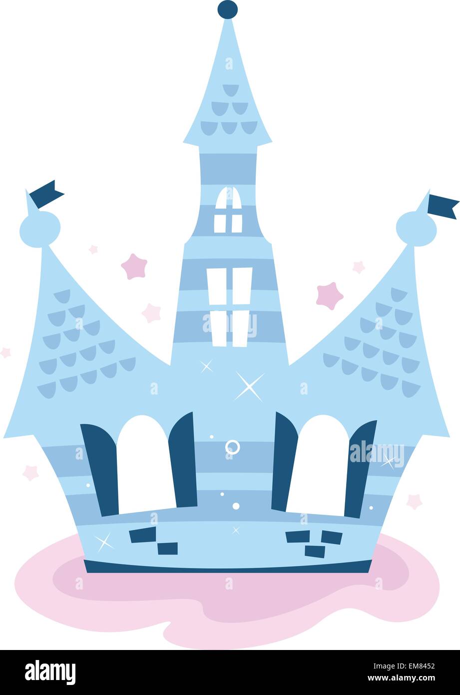 La principessa sky Castello isolato su bianco ( blu ) Illustrazione Vettoriale