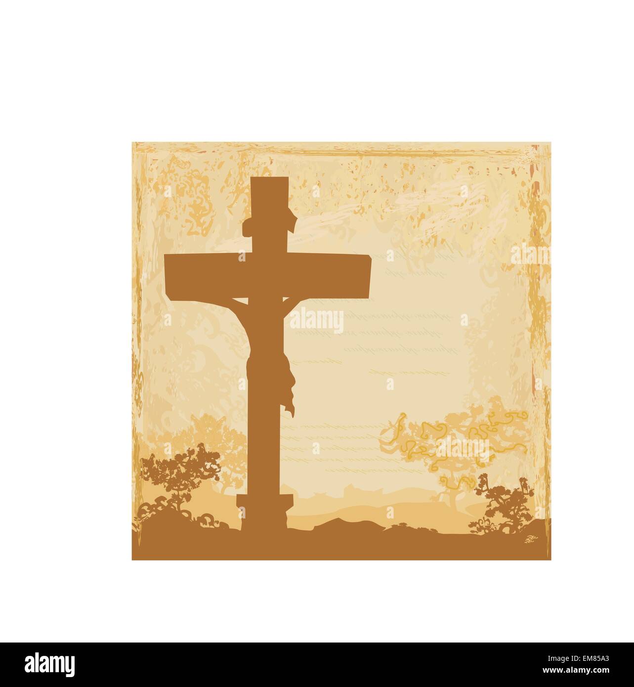 Gesù Cristo crocifisso , sfondo grunge Illustrazione Vettoriale