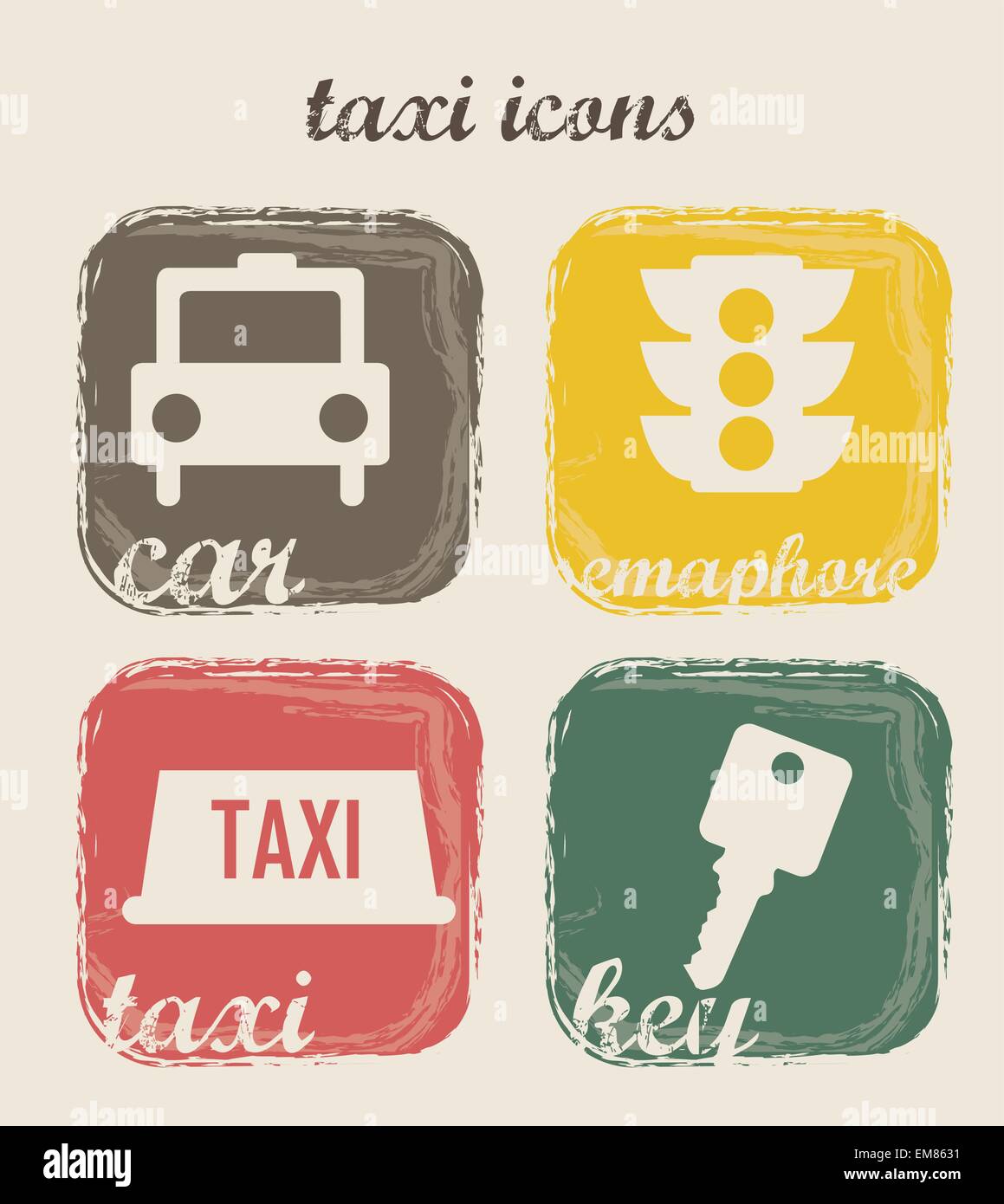 Icone di taxi Illustrazione Vettoriale
