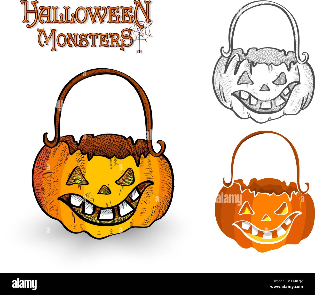 Halloween monster zucca lanterna immagine EPS file10 Illustrazione Vettoriale