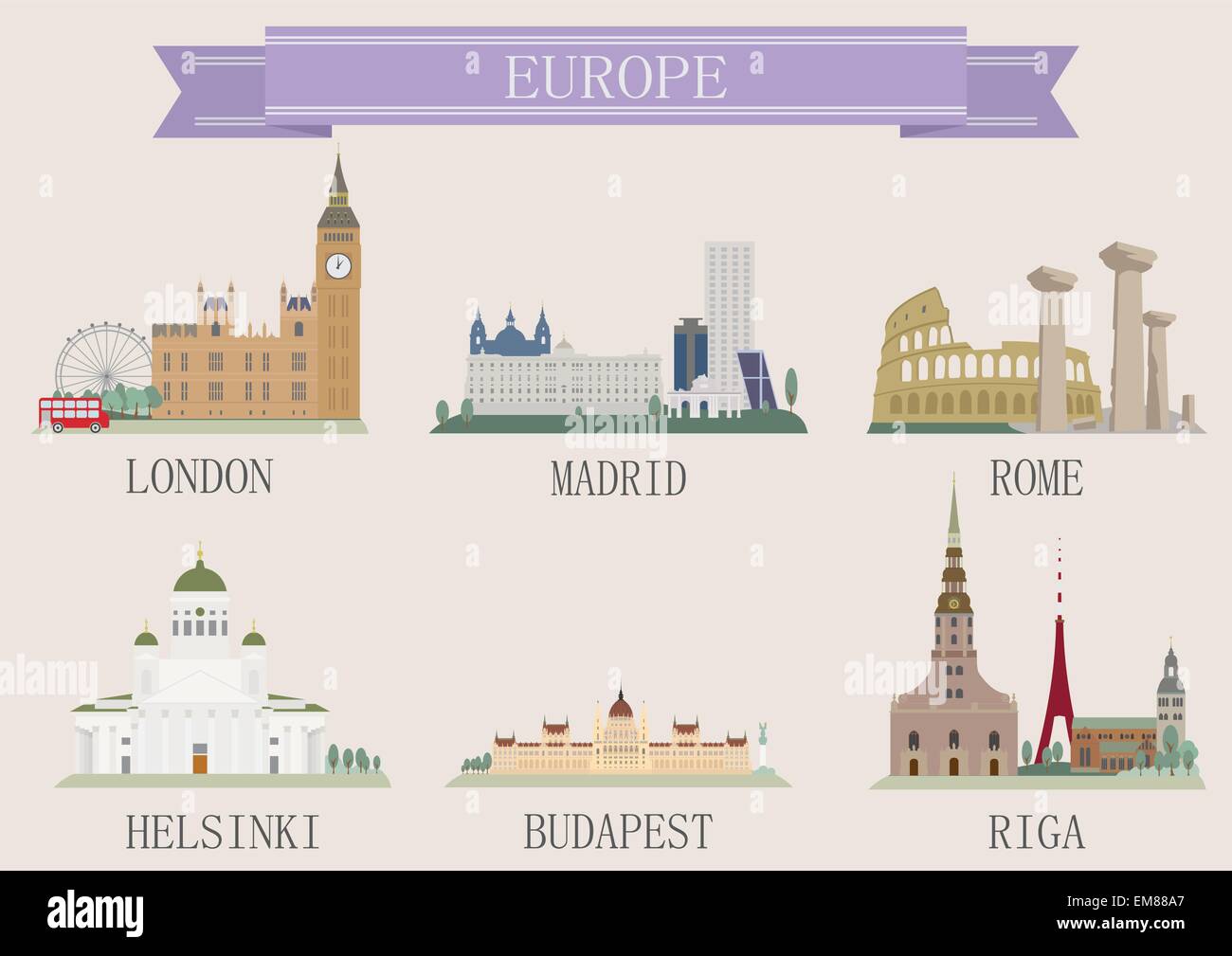 Simbolo della città. Europa Illustrazione Vettoriale