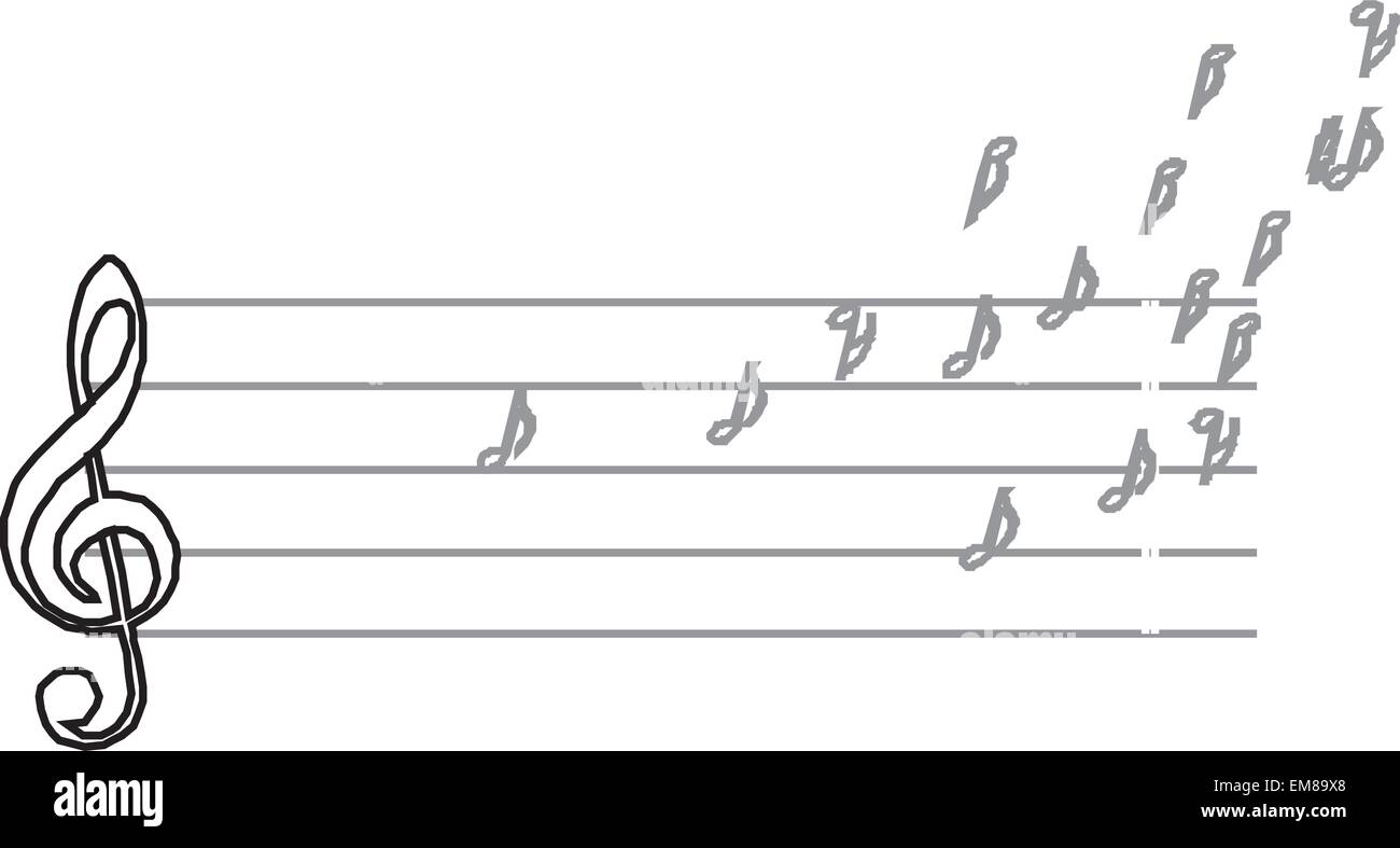 Note musicali su pentagrammi Illustrazione Vettoriale