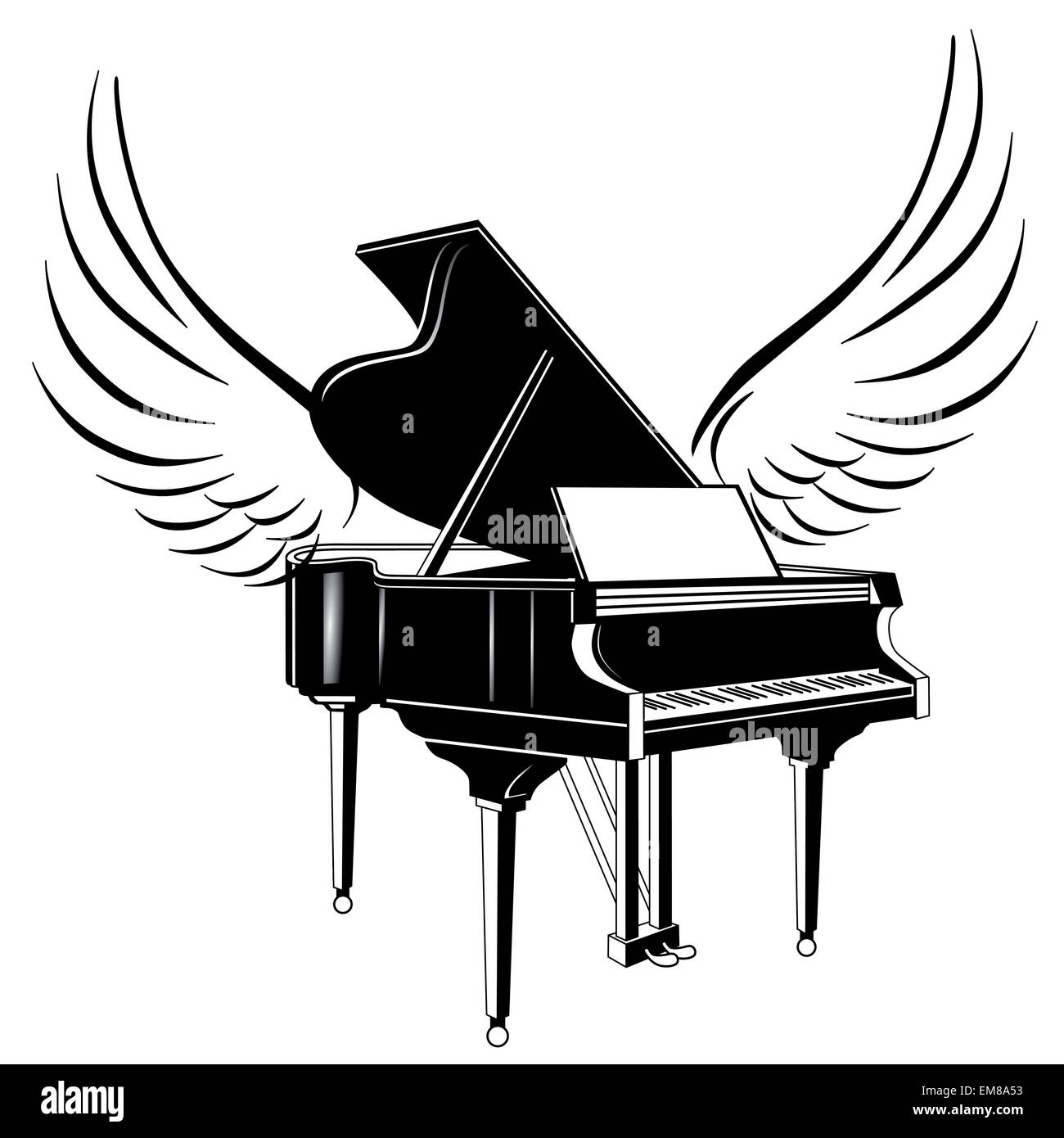 Pianoforte a coda e flying wing Illustrazione Vettoriale