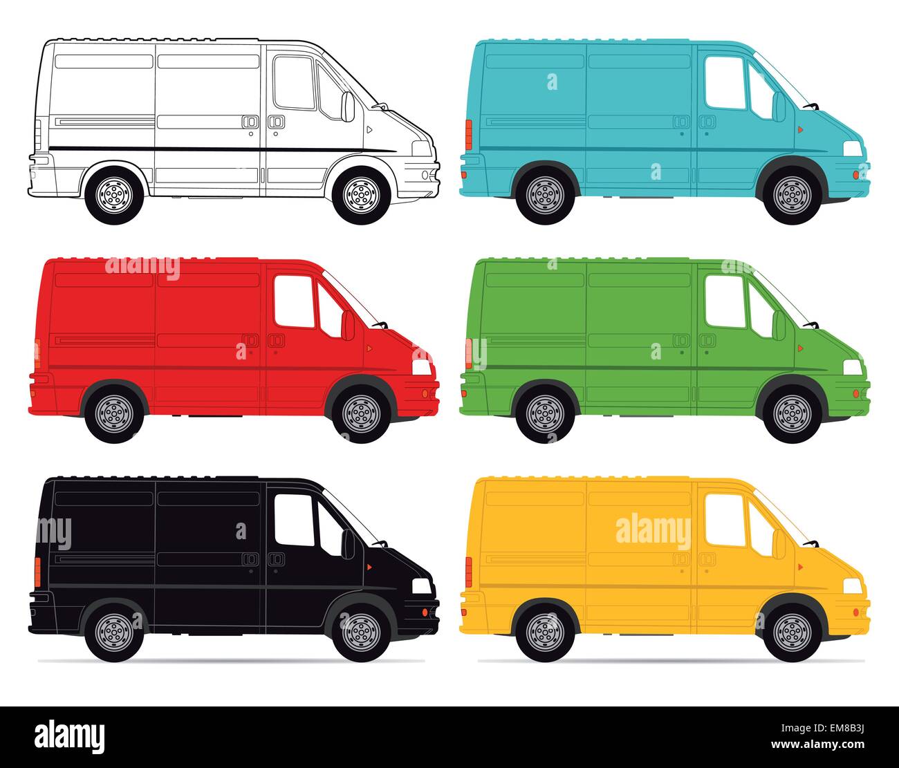 I furgoni su sfondo bianco Illustrazione Vettoriale