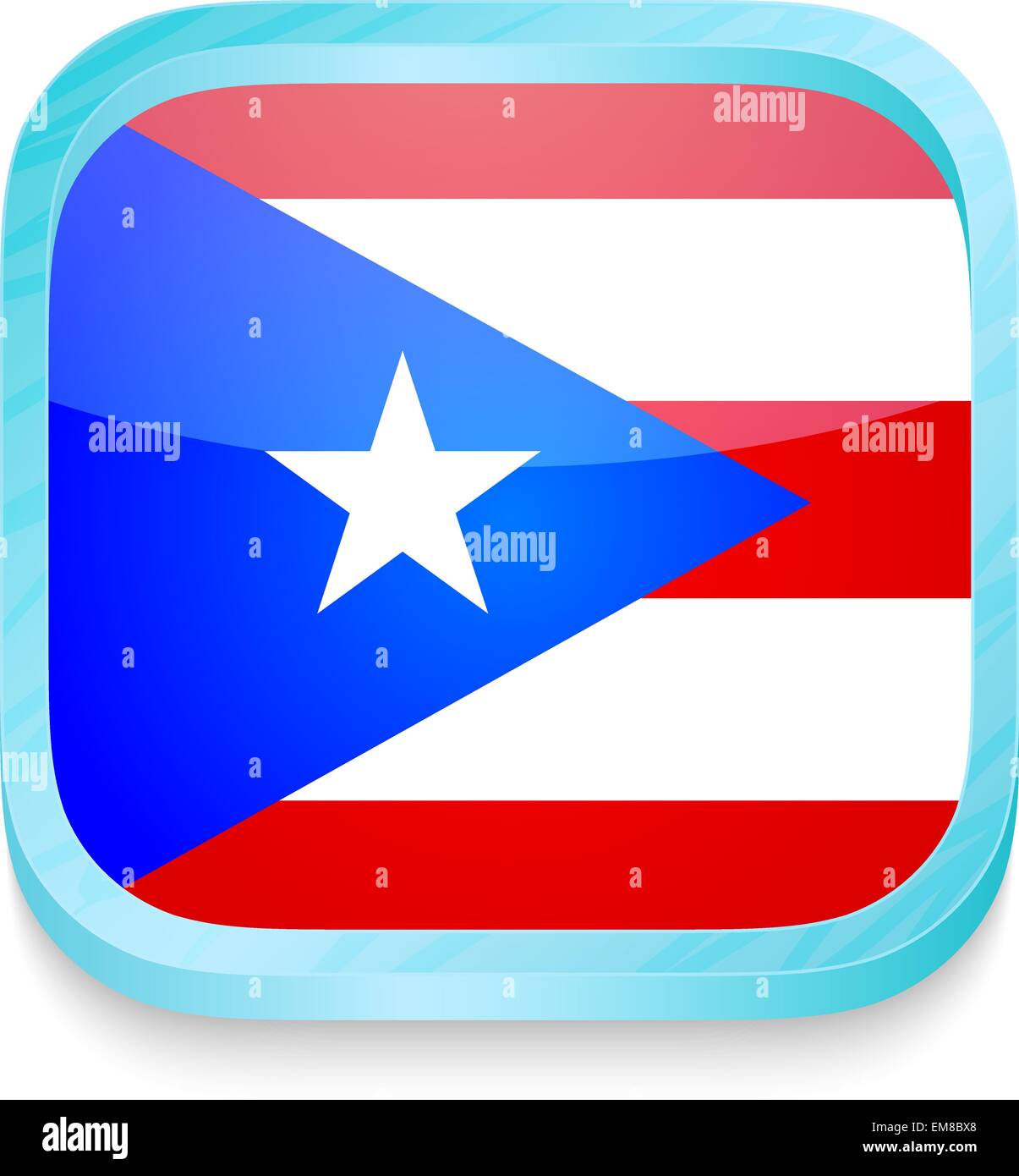 Smart phone con pulsante di Puerto Rico bandiera Illustrazione Vettoriale