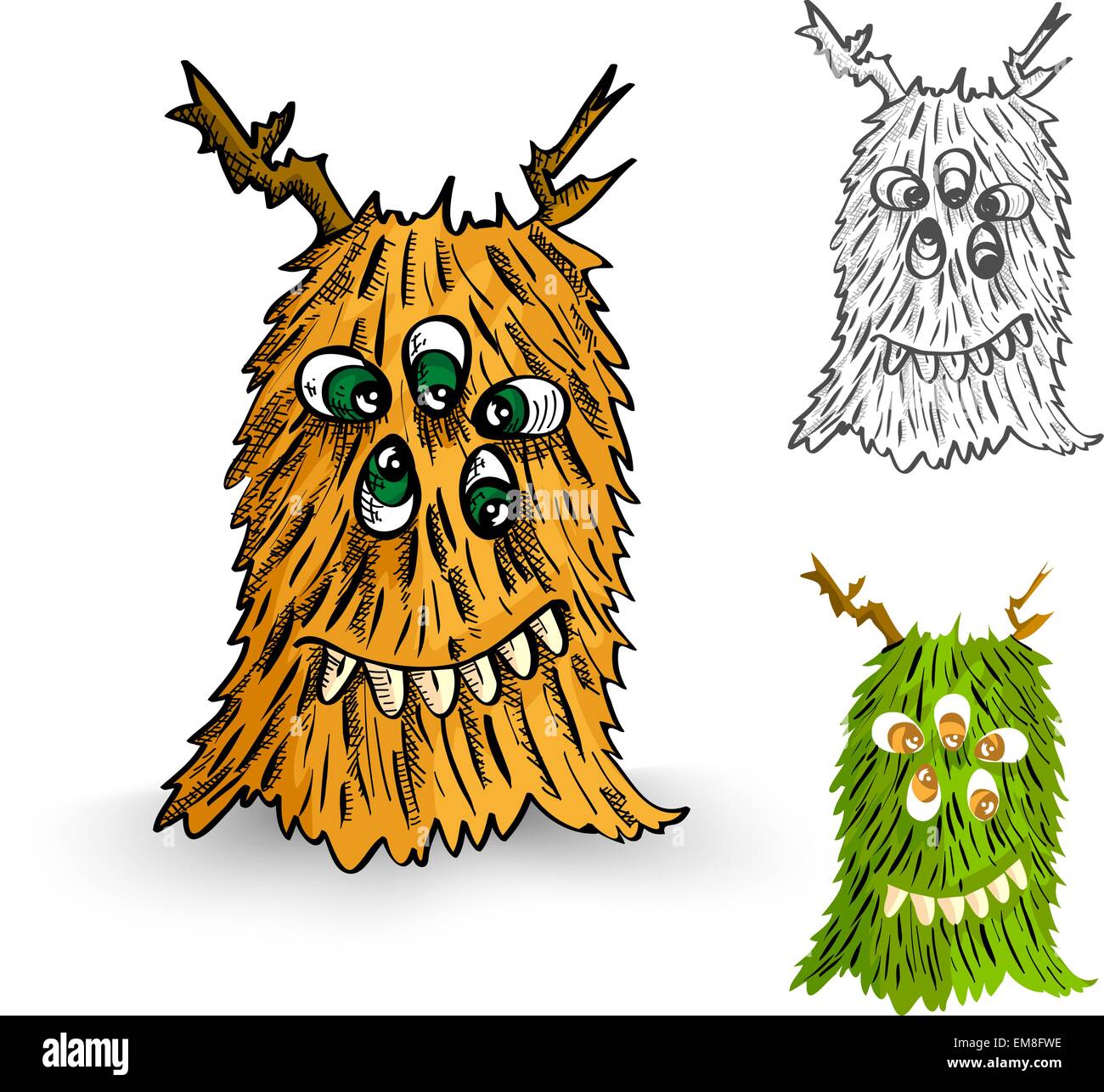Mostri di Halloween spooky creature isolato set. Illustrazione Vettoriale