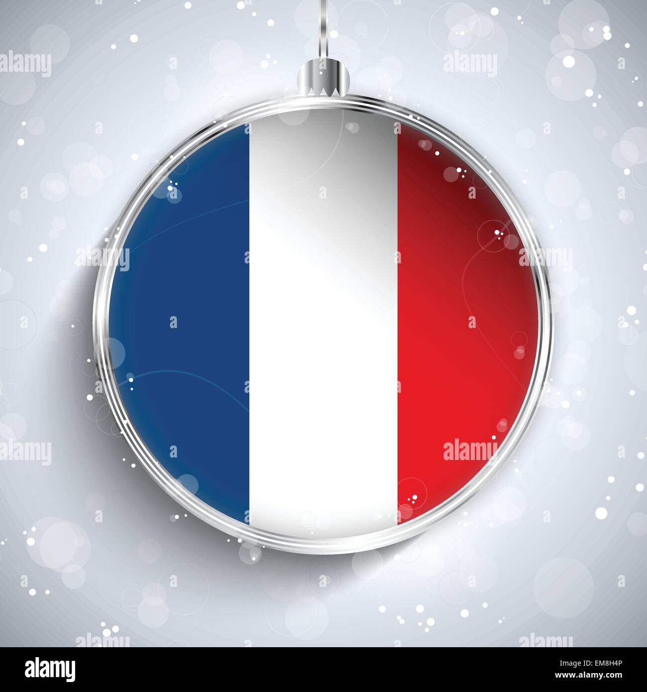 Buon Natale a sfera in argento con bandiera della Francia Illustrazione Vettoriale