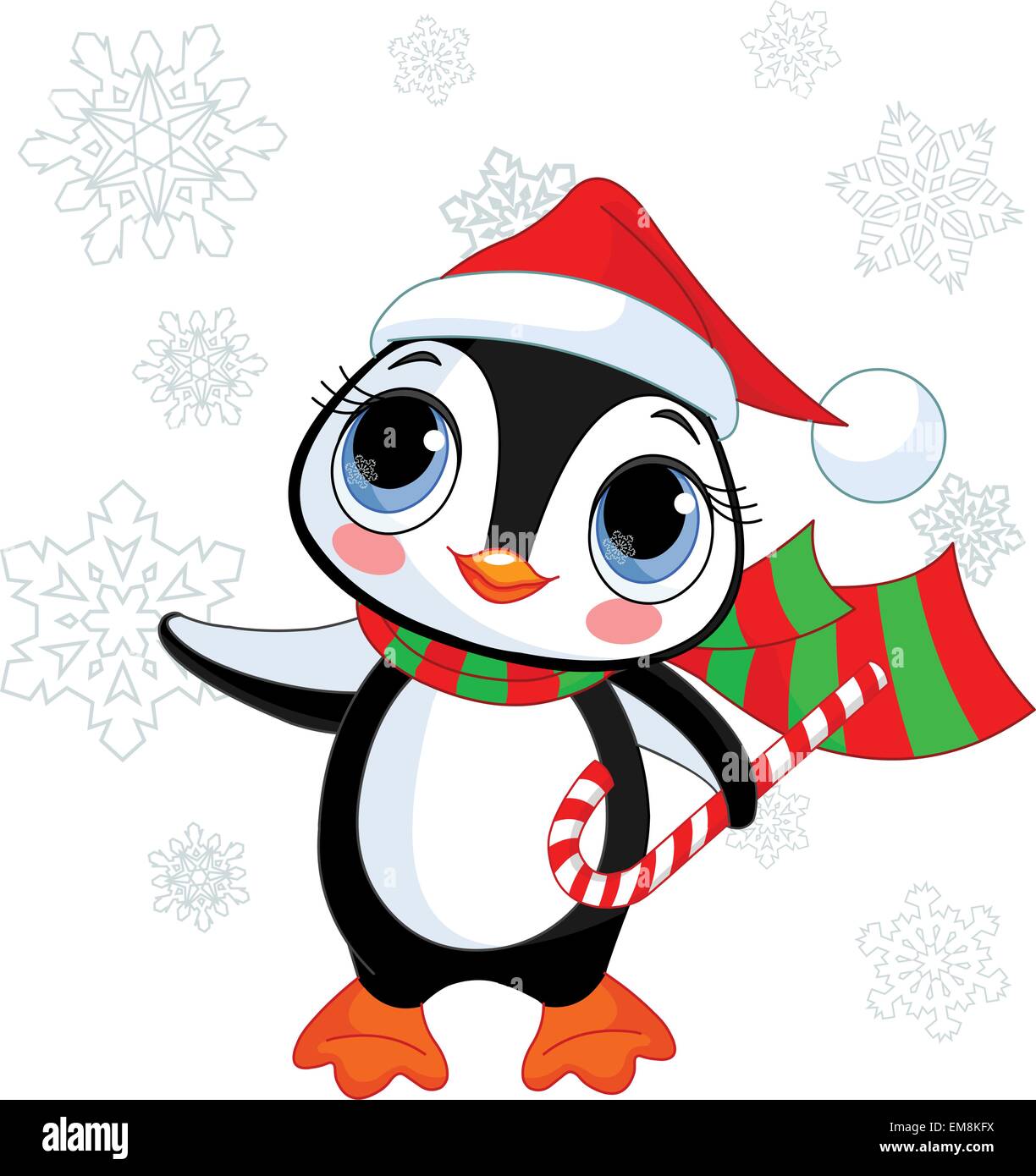 Pinguino In Cappello Rosso Di Santa Personaggio Dei Cartoni Animati Sveglio Raccolta Animale Artica Image81003574