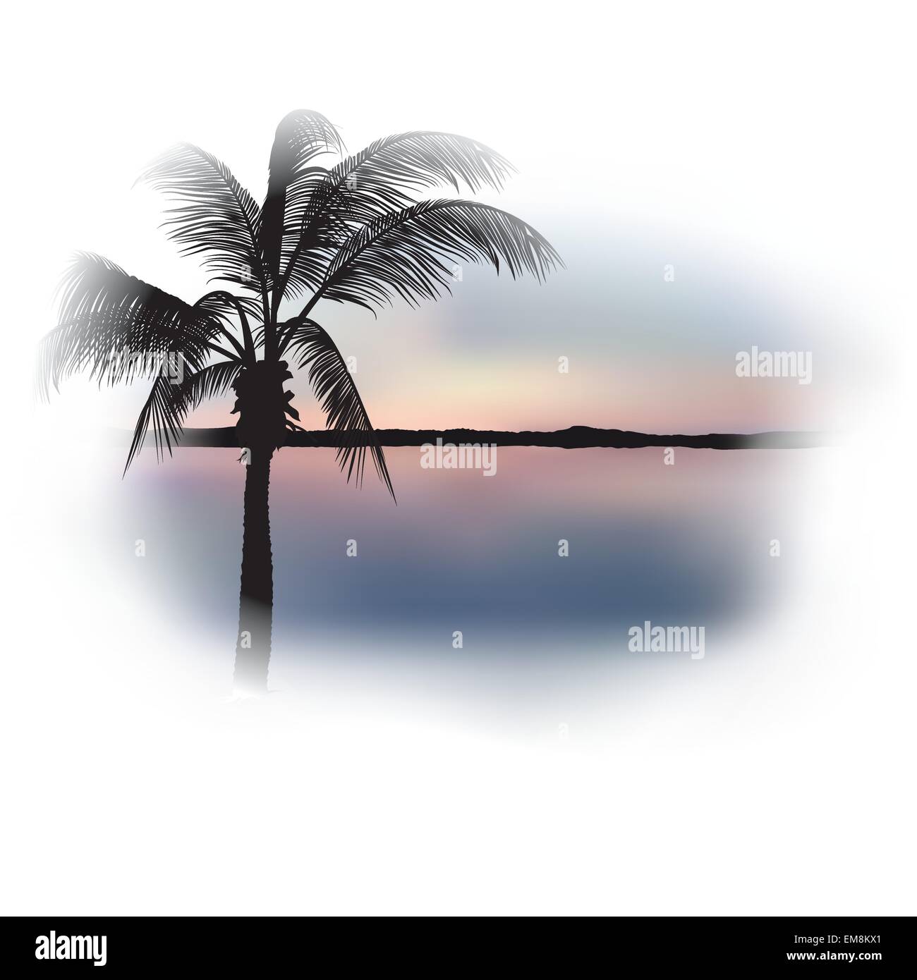 Palm Silhouette e isola Illustrazione Vettoriale