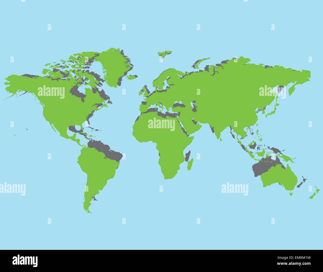 Mappa del mondo verde Illustrazione Vettoriale