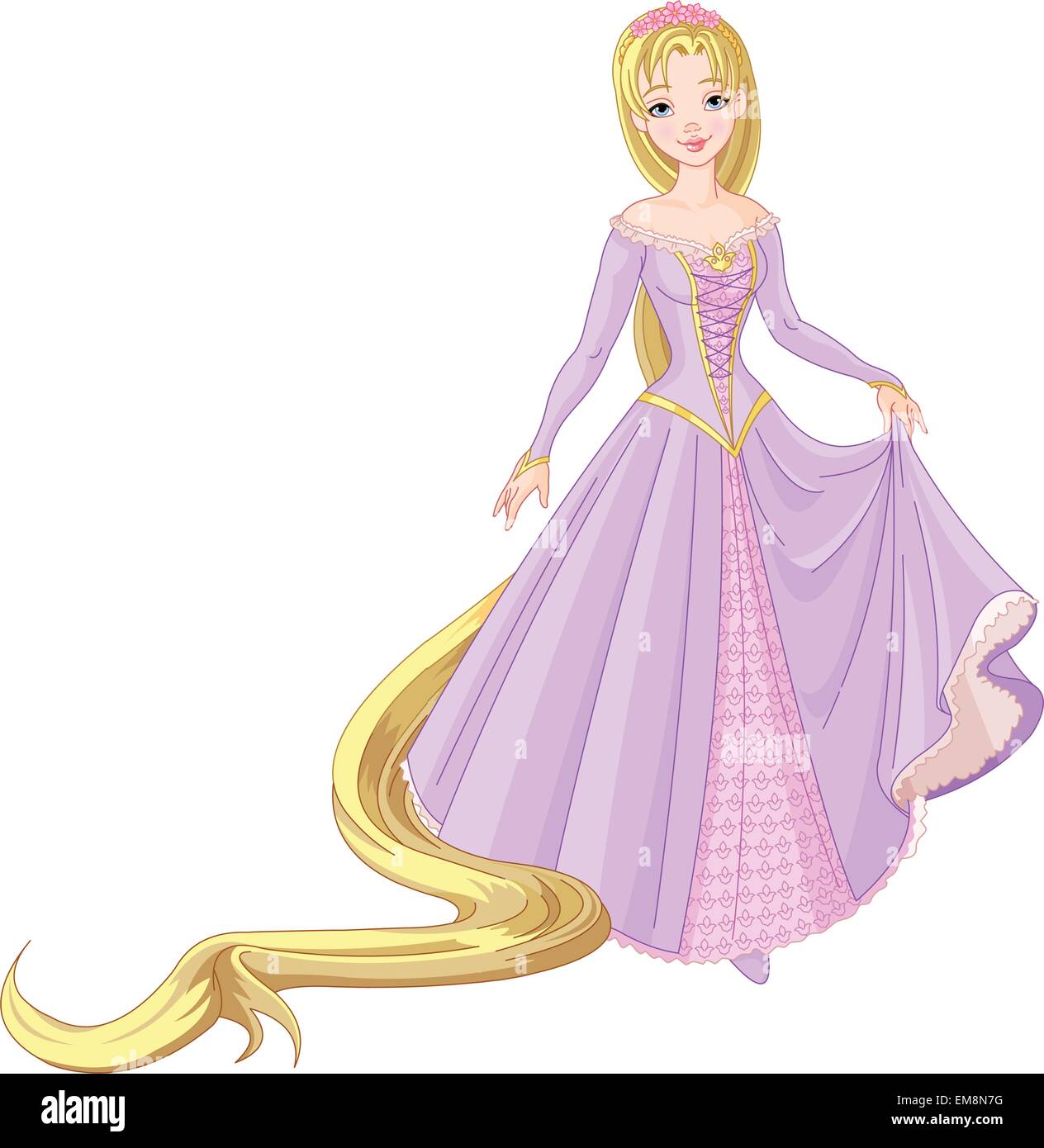 Bella principessa Rapunzel Illustrazione Vettoriale