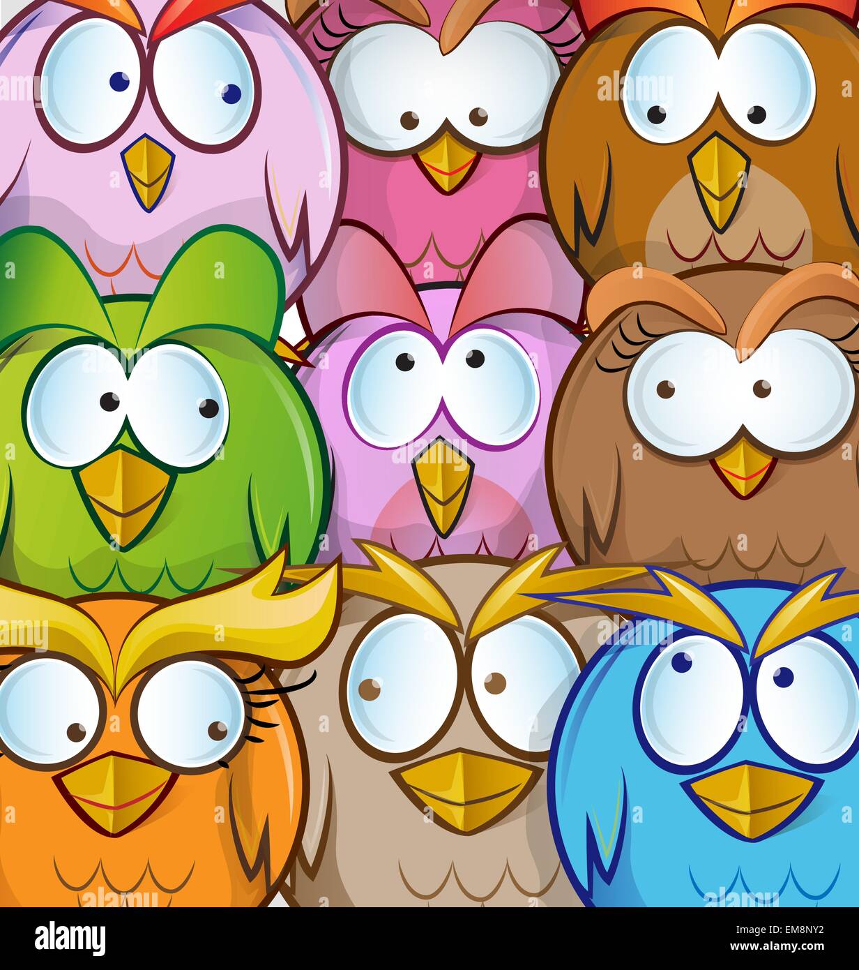 Funny owl cartoon sfondo Illustrazione Vettoriale