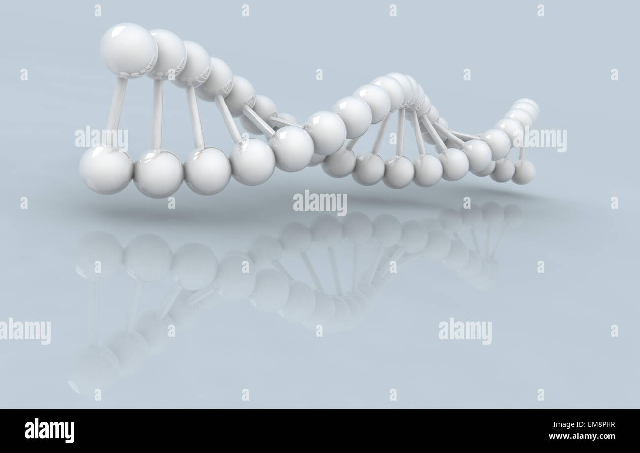 3d modello di DNA su sfondo grigio. generati digitalmente immagine. Foto Stock