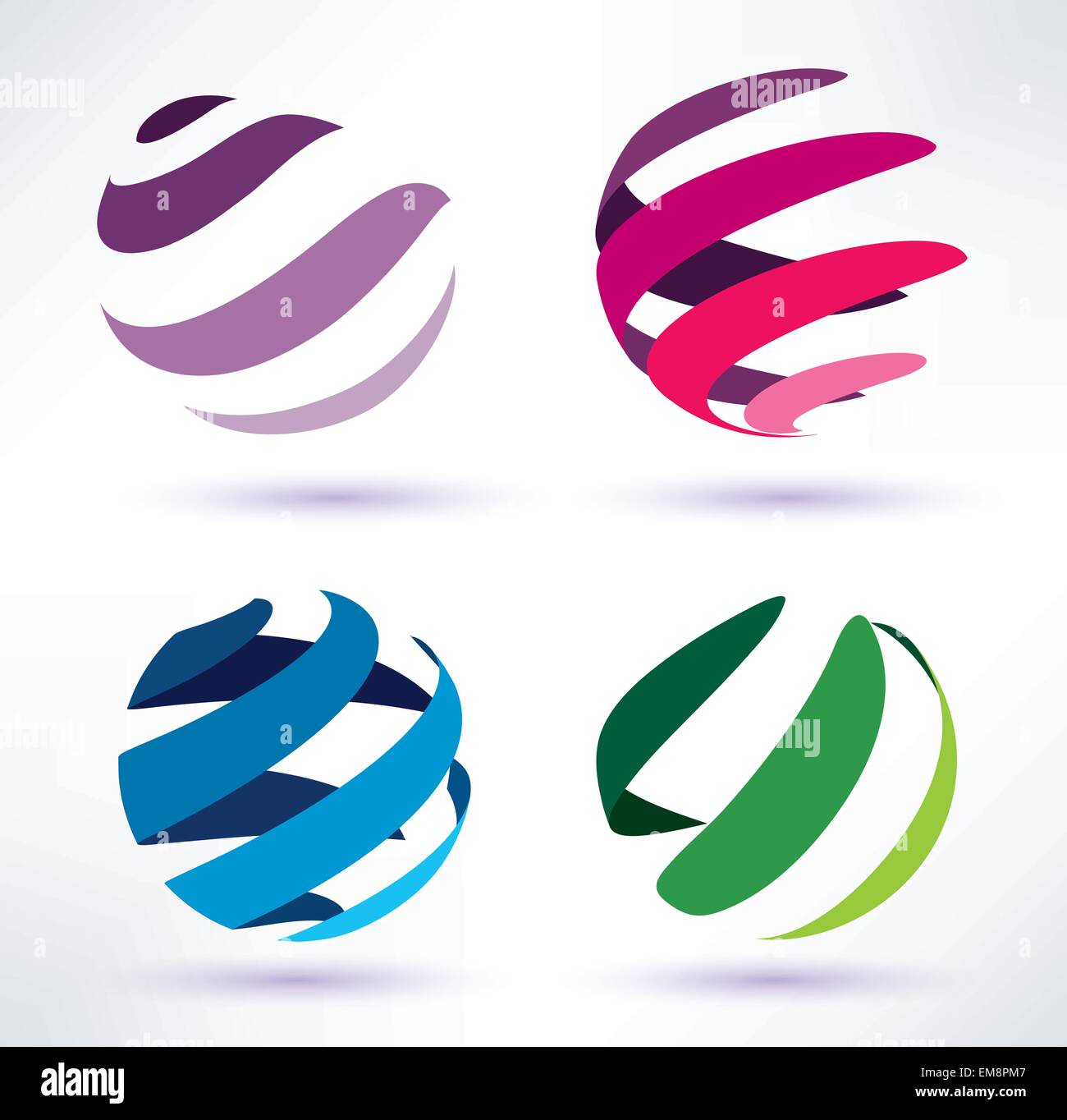 Set di 3d astratto icone del globo Illustrazione Vettoriale