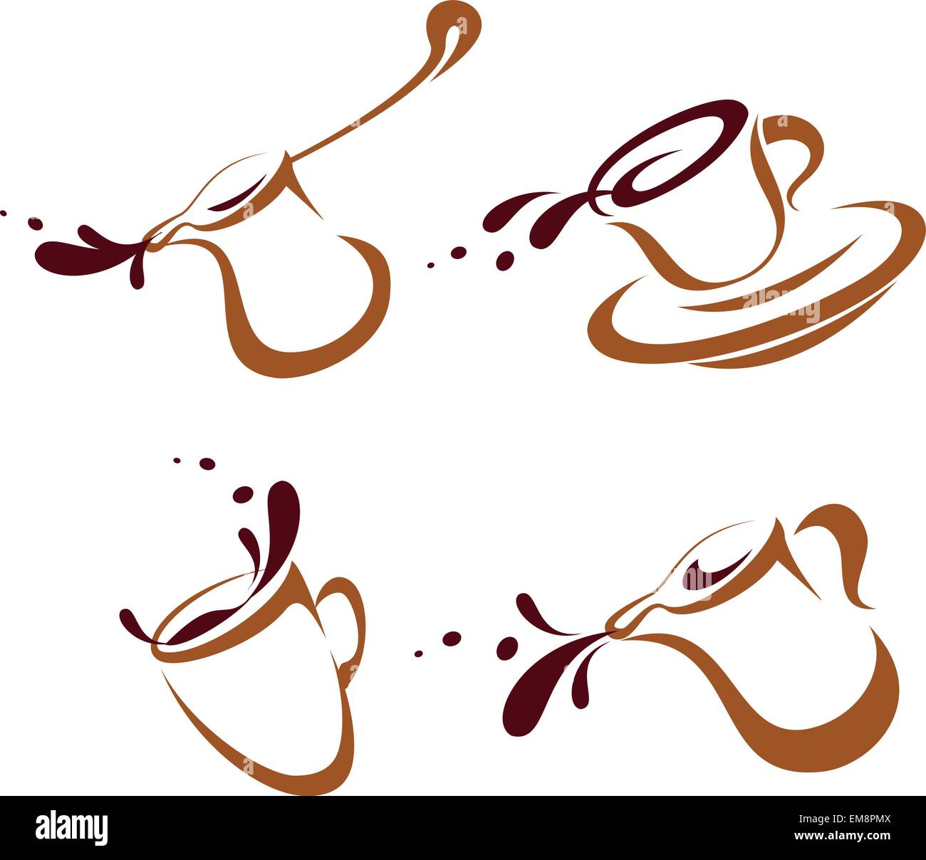 Set di vettore di tazze da caffè icone Illustrazione Vettoriale