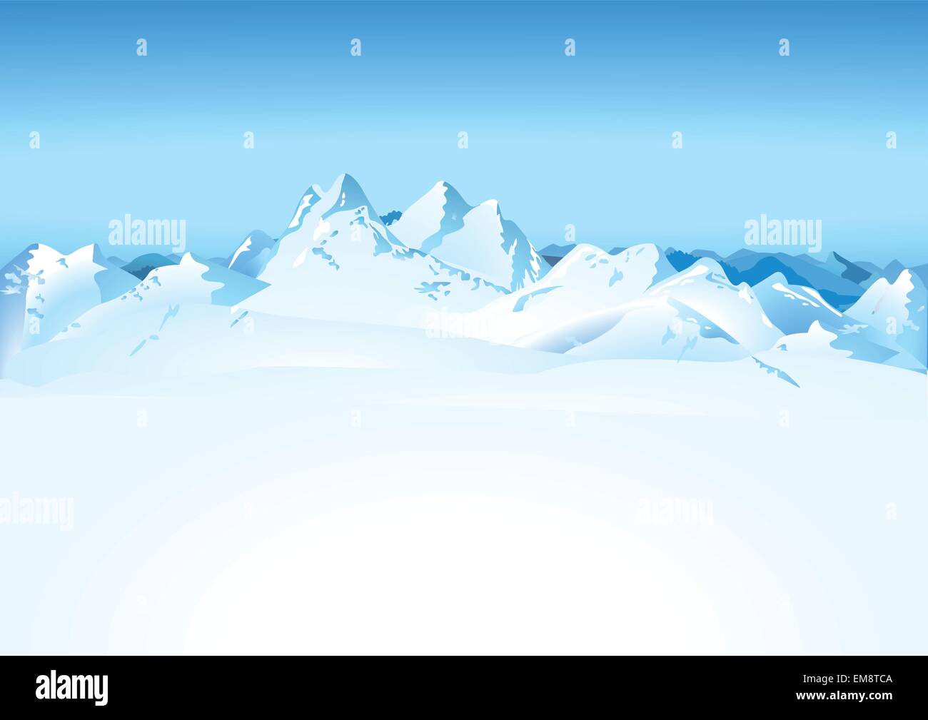 Alte montagne nella neve Illustrazione Vettoriale