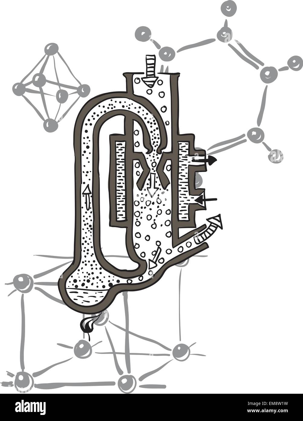 Vettore di disegno schema di mercurio della pompa a vuoto Illustrazione Vettoriale