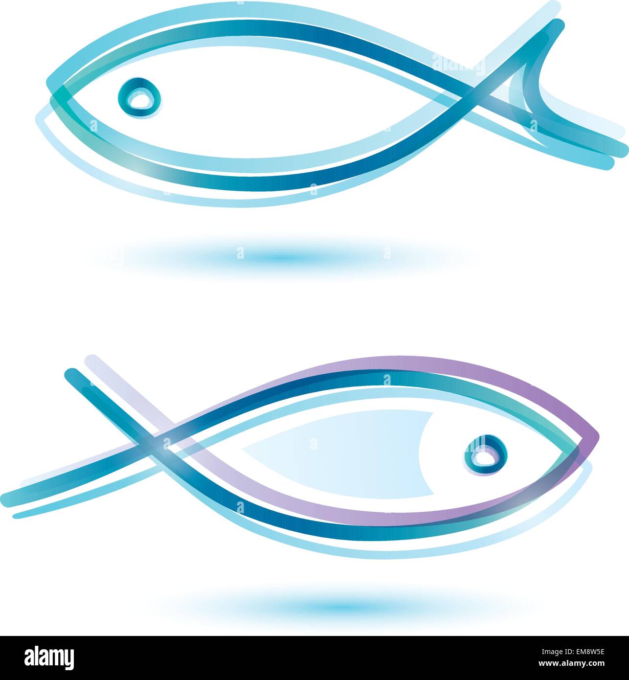 Logo-come vettore di pesce simbolo, isolato set di icone Illustrazione Vettoriale