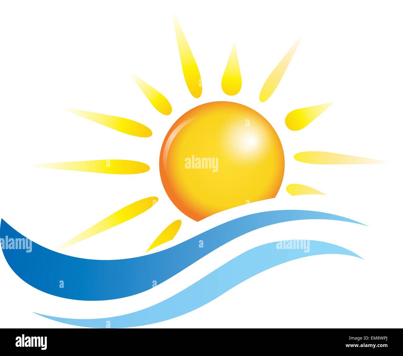 Il sole e l'acqua onde, vettore di elementi di design Illustrazione Vettoriale