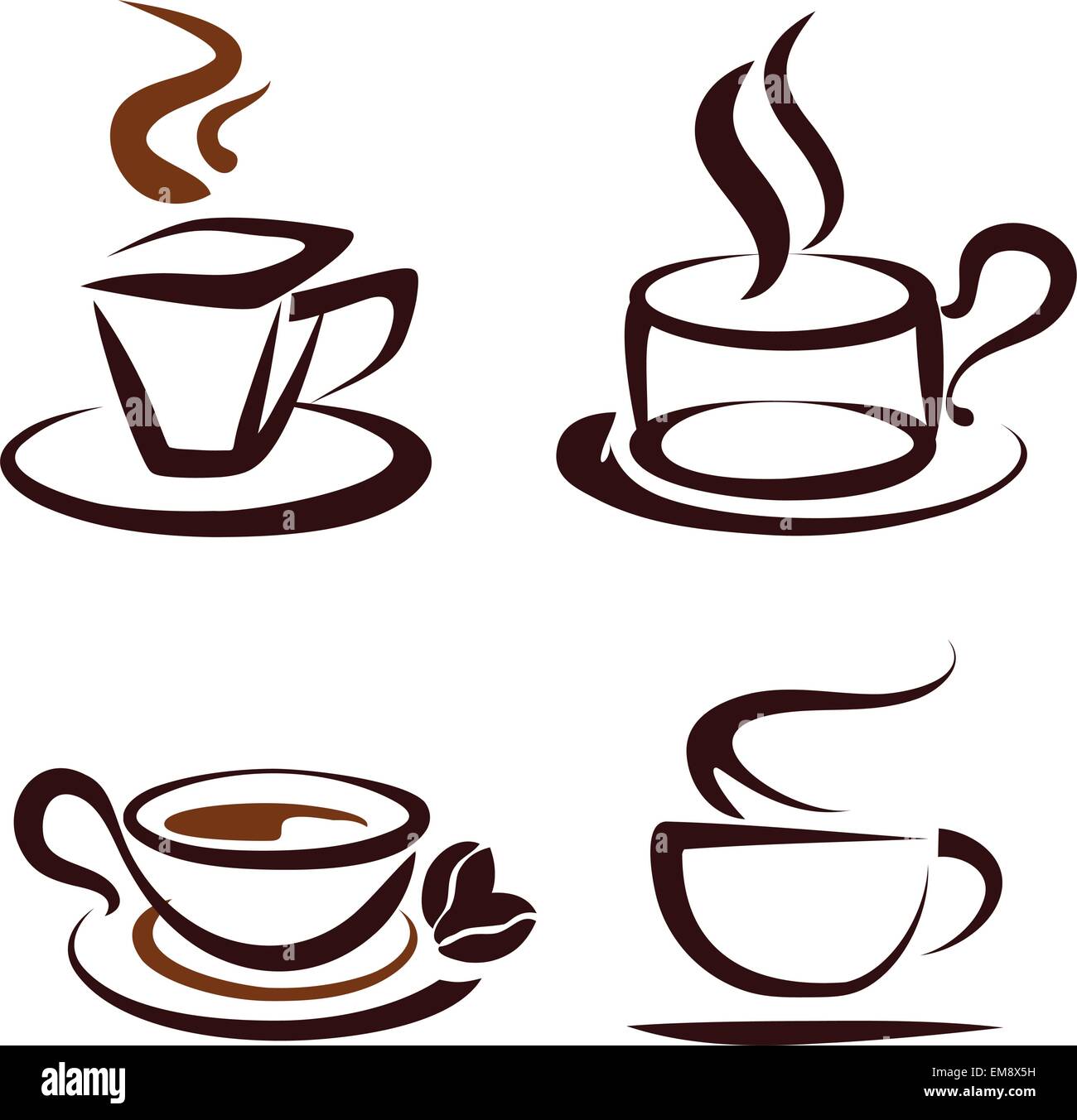 Set Di Vettore Di Tazze Da Caffe Icone Disegno Stilizzato Simboli Immagine E Vettoriale Alamy