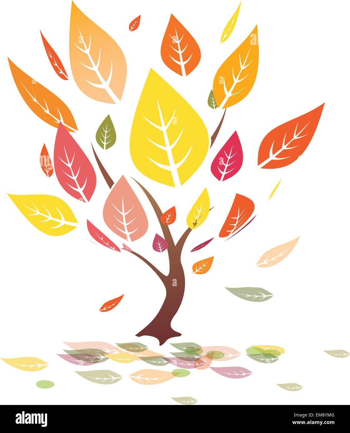 Foglie di autunno, giallo tree illustrazione vettoriale Illustrazione Vettoriale