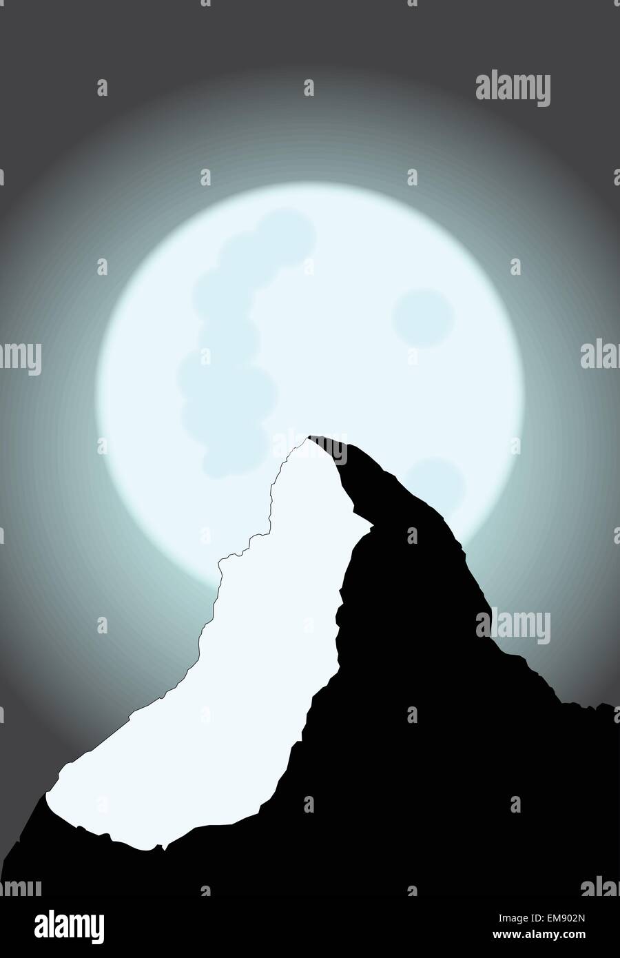 Montagna al chiaro di luna Illustrazione Vettoriale