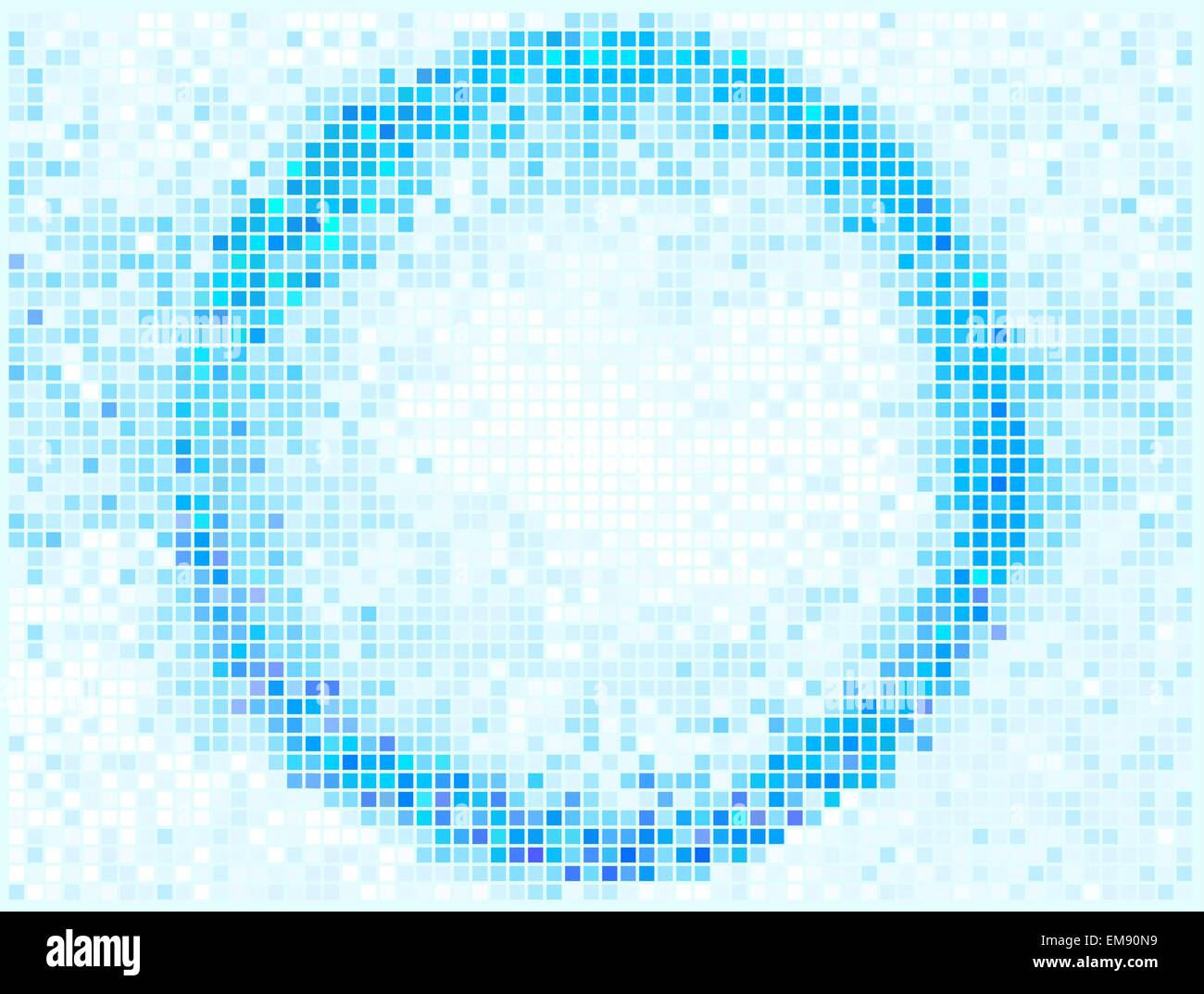 Round con pixel quadrati vettore mosaico Banner. Luci di astratta piastrella Ge Illustrazione Vettoriale