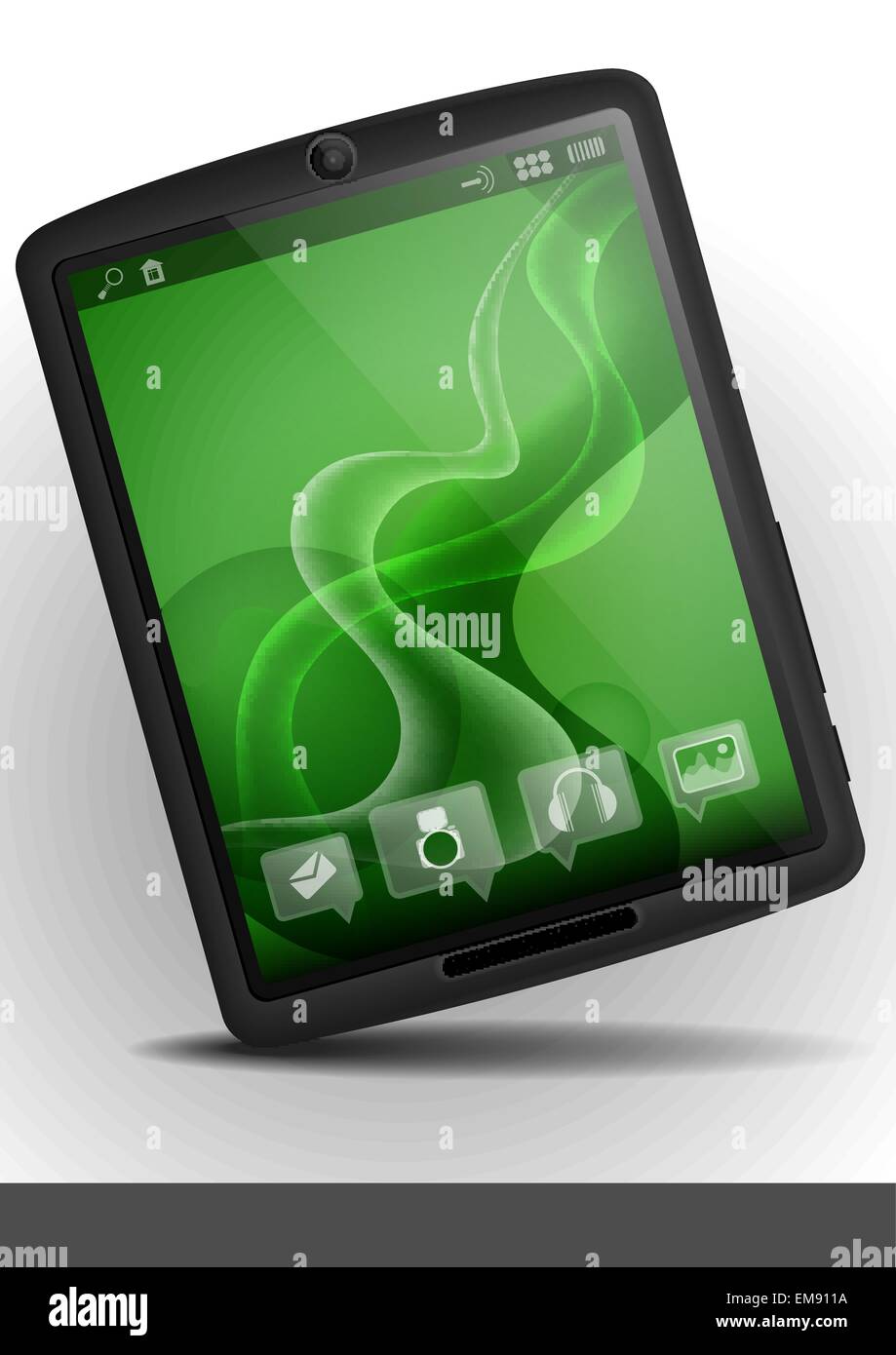 Tablet Pc con uno sfondo verde. Illustrazione Vettoriale