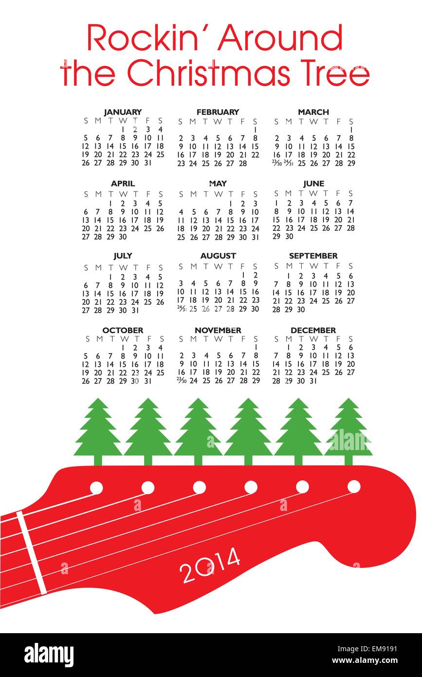 2014 Creative Natale calendario Illustrazione Vettoriale