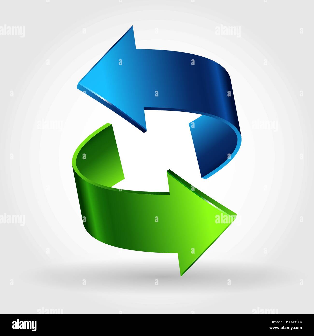 Green le frecce blu segno isolato su bianco Illustrazione Vettoriale