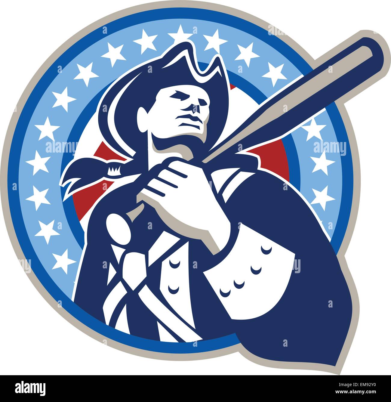 American Patriot mazza da baseball retrò Illustrazione Vettoriale