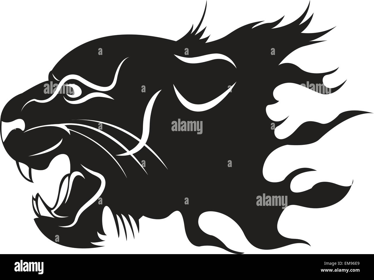 Abstract testa isolata della pantera nera su sfondo bianco Illustrazione Vettoriale